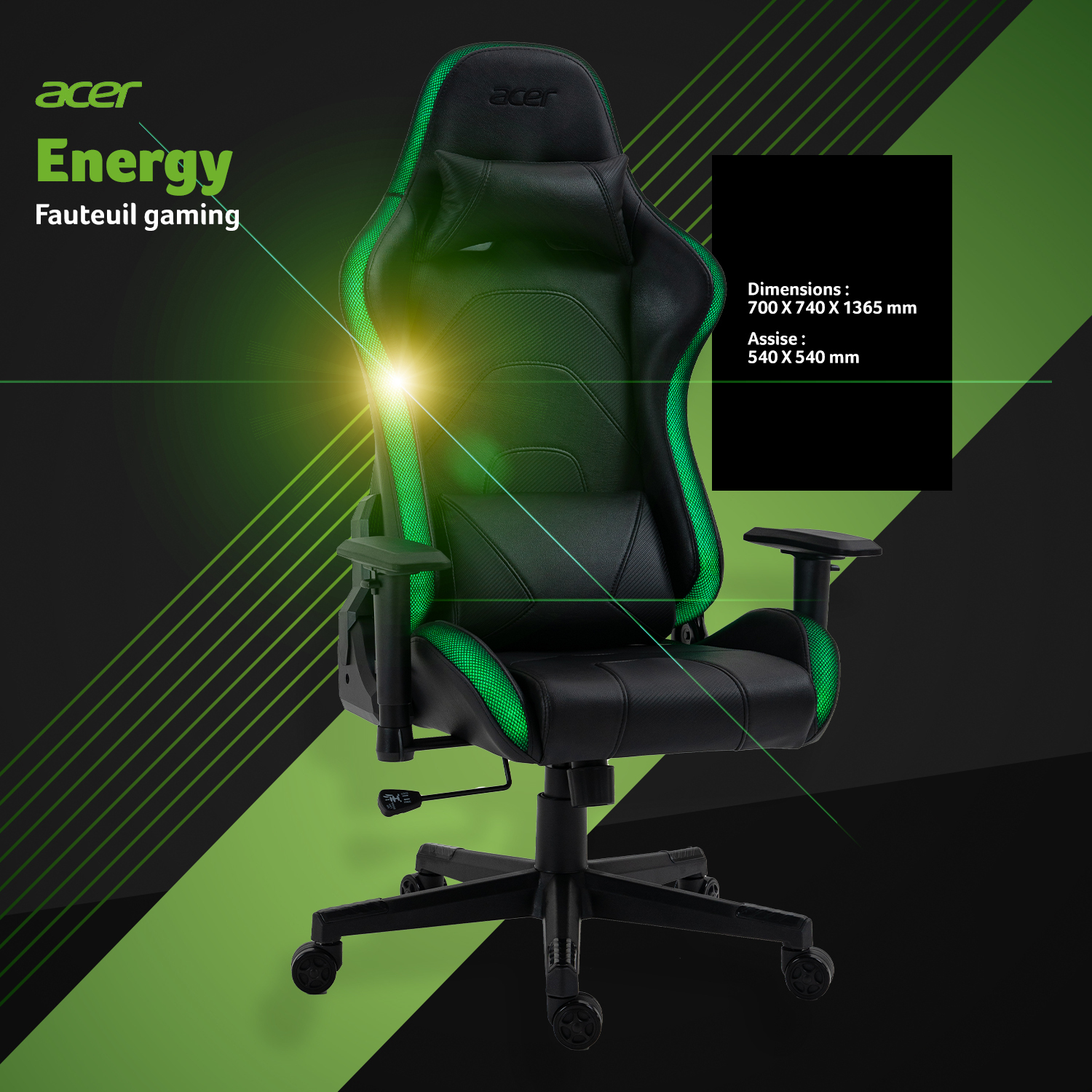 ACER Sillon Gamer Escritorio Acer Sporty Reclinable Giratoria Ergonomica  ACER