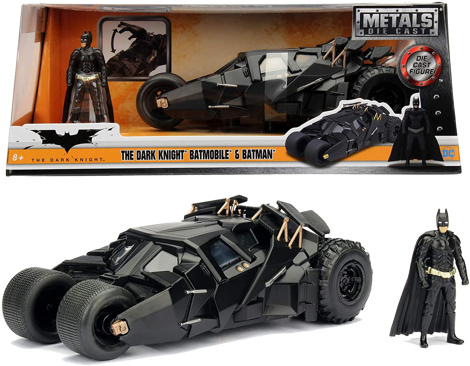 Batman Figure and Batmobile of 2008 in metal