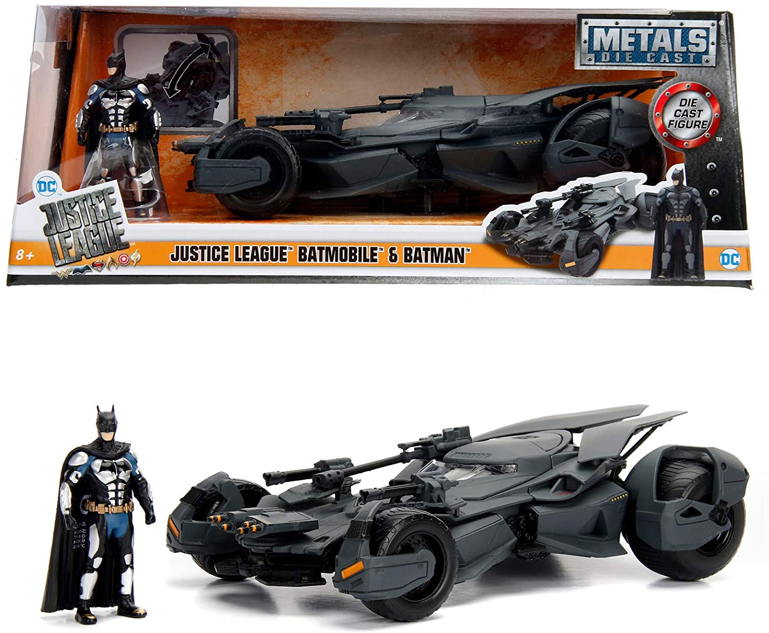 Batman figure and Batmobile Metal DC Comics