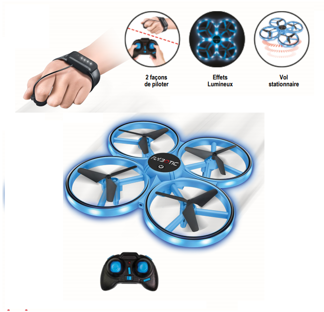 Flashing drone Flybotic : wrist remote control