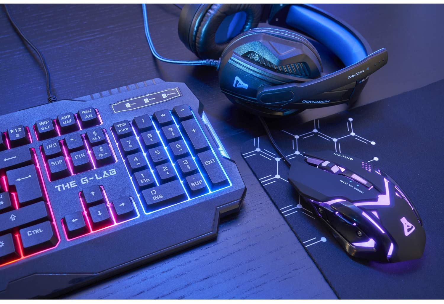 The G-Lab Gaming Combo ARGON-E - Casque/Clavier/Souris/Tapis