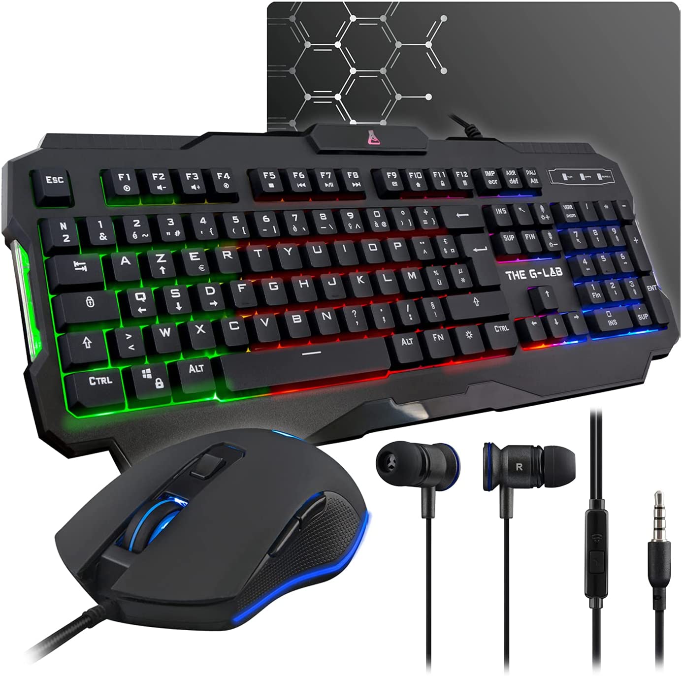 The G-Lab: keyboard, mouse, headset and pads for gaming