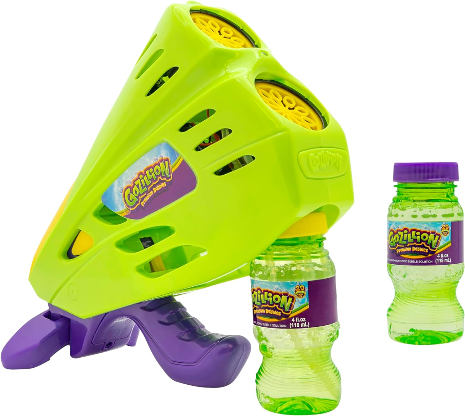 Pistolet à Bulles Gazillion - Grande Capacité, Pieds Repliables - Fonctionne Avec 6 Piles AA - Pour Enfants