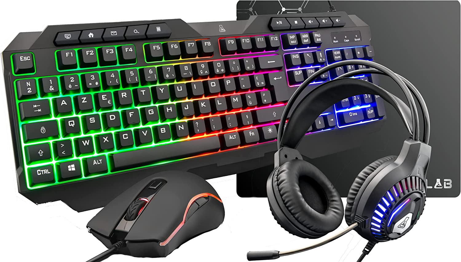 The G-Lab: keyboard, mouse, headset and pads for gaming