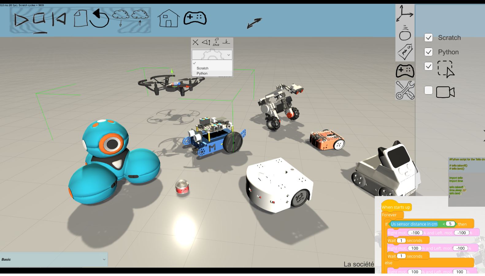 Miranda: simulation educational robots