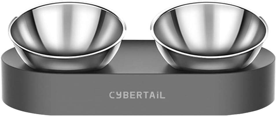 Petkit Cybertail Elevated Cat Bowls with 2 Stainless Steel Bowls