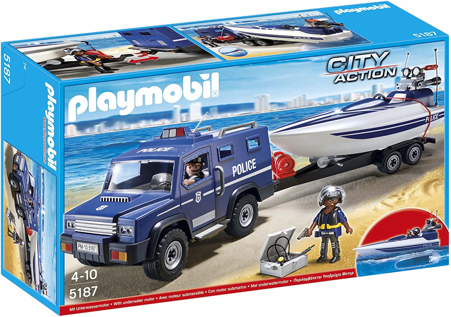 playmobil police van and boat