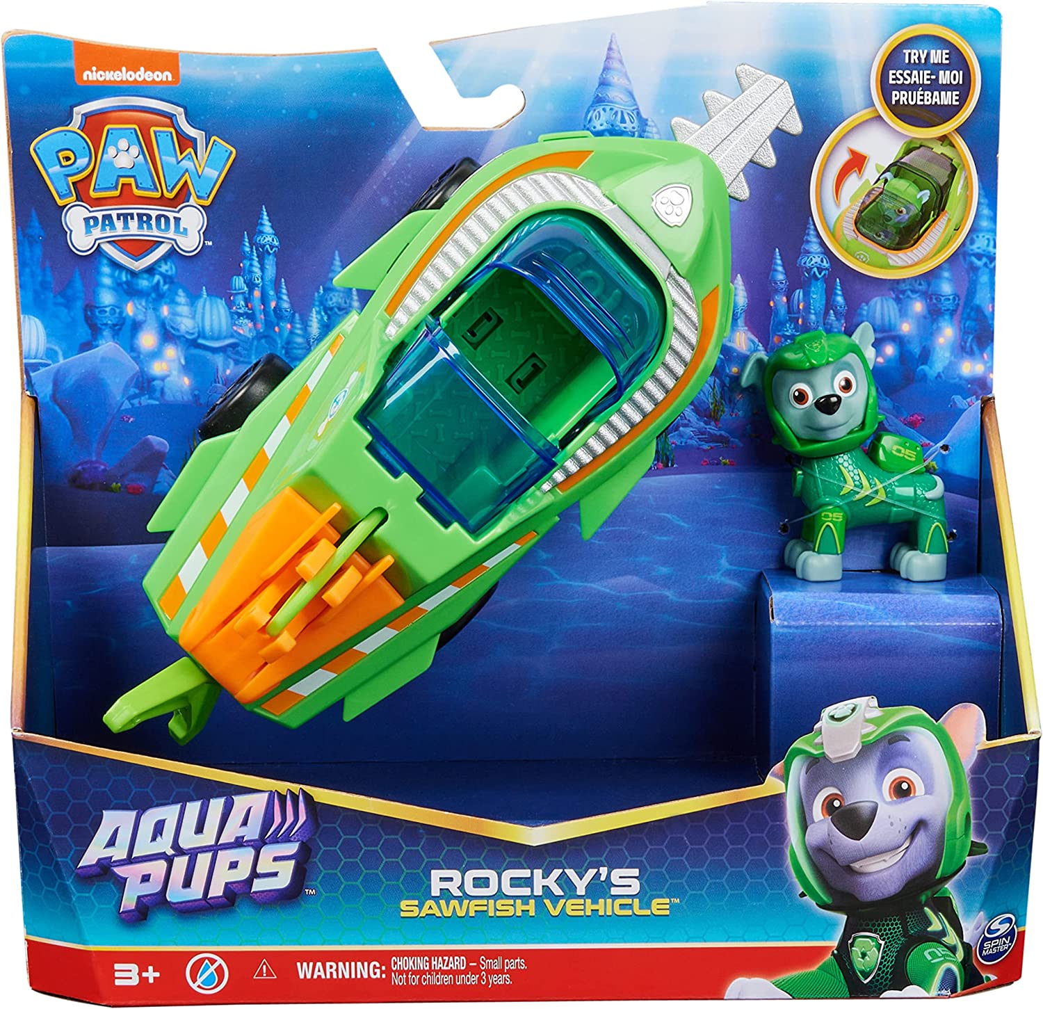 Chase Aqua Pups Paw Patrol figure and vehicle