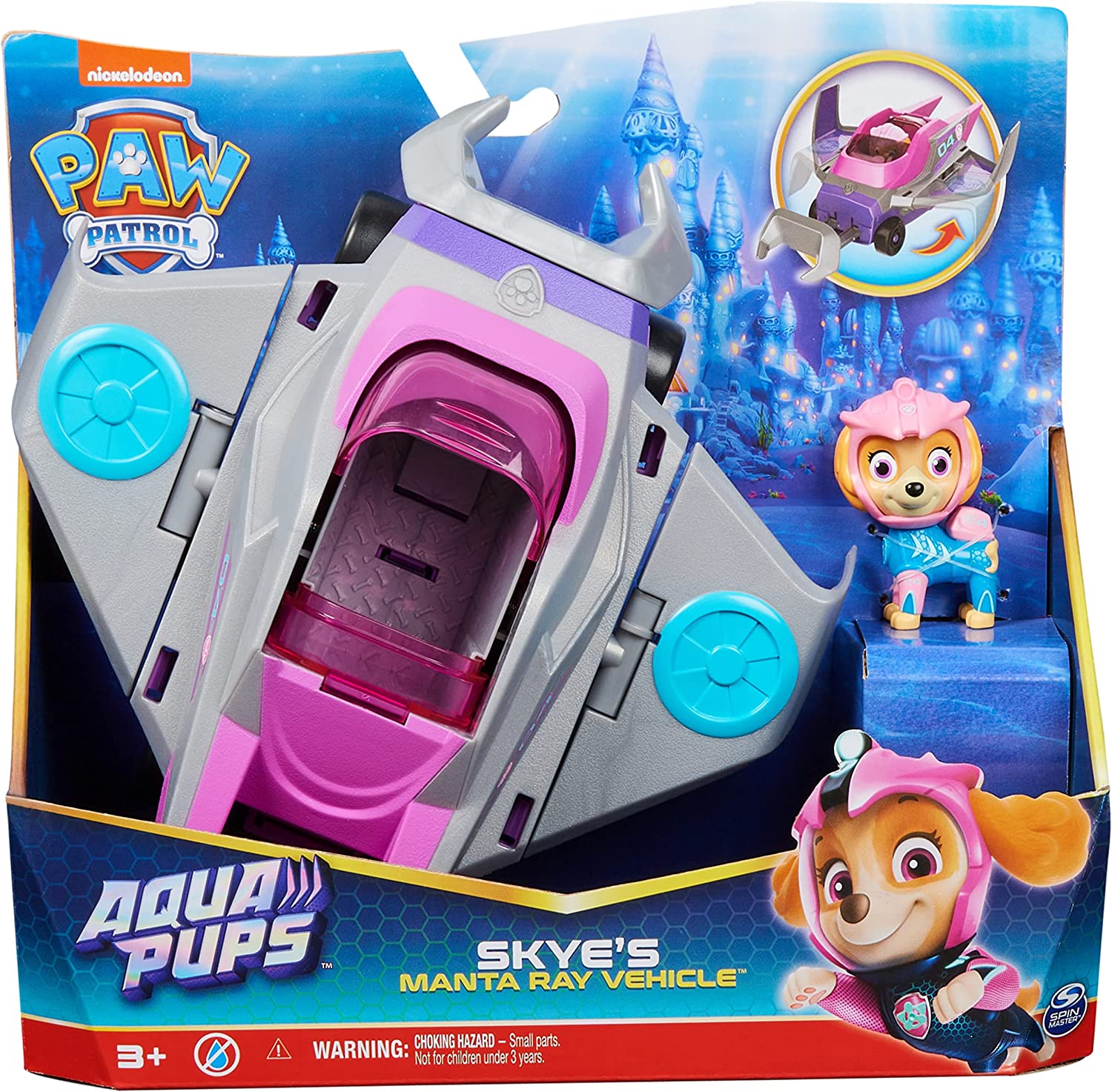 Paw patrol pat' patrouille aqua pups - voiture et figurine chase