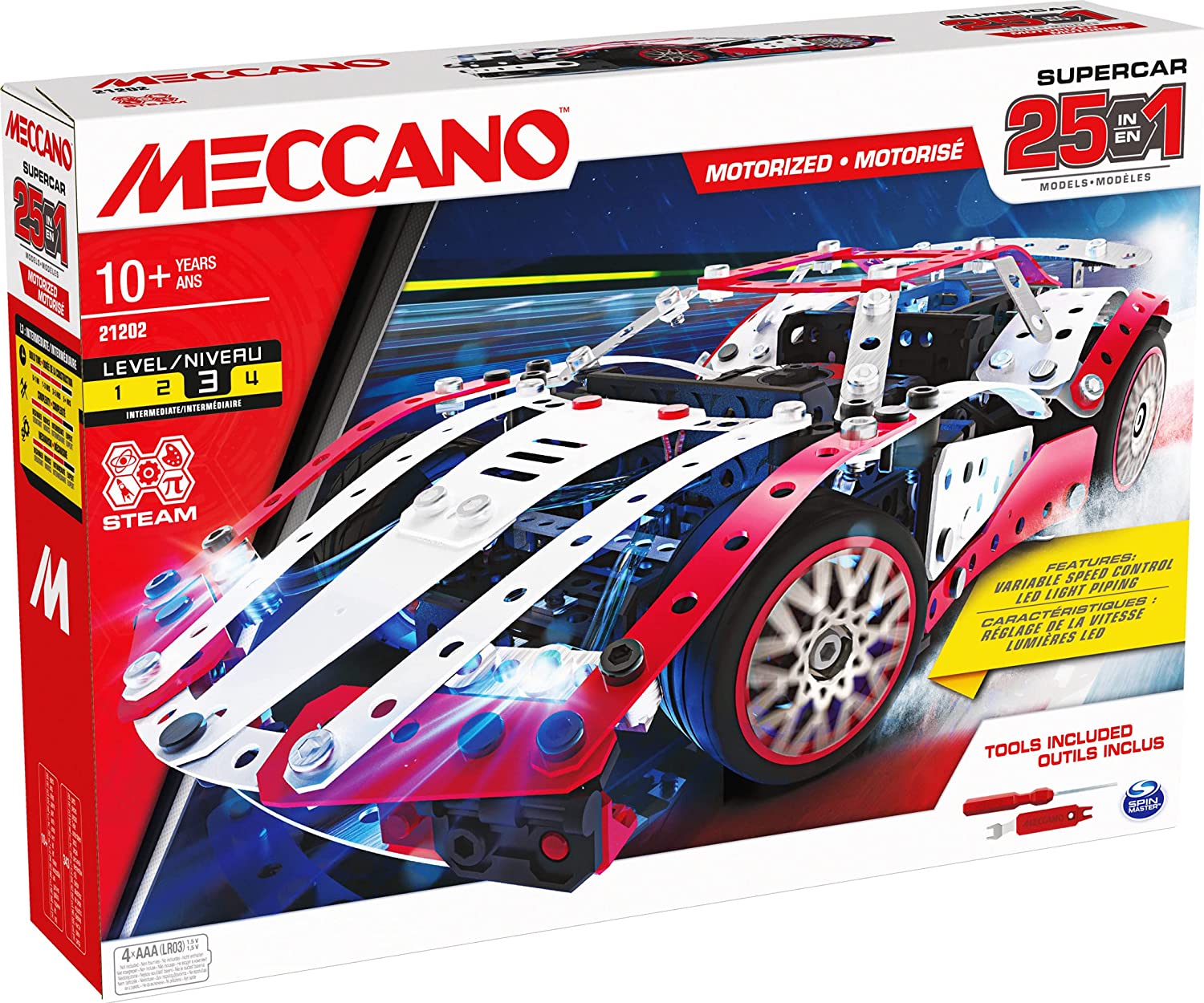 Supercar 25 Motorized Meccano Models Building Set