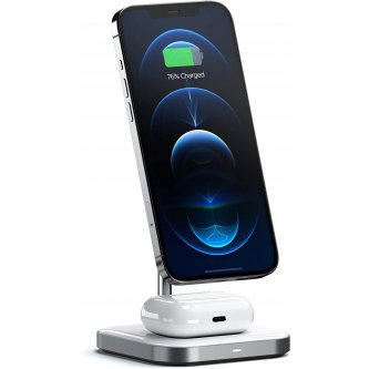 Satechi 2 in 1 wireless charging stand for iPhone Airpods