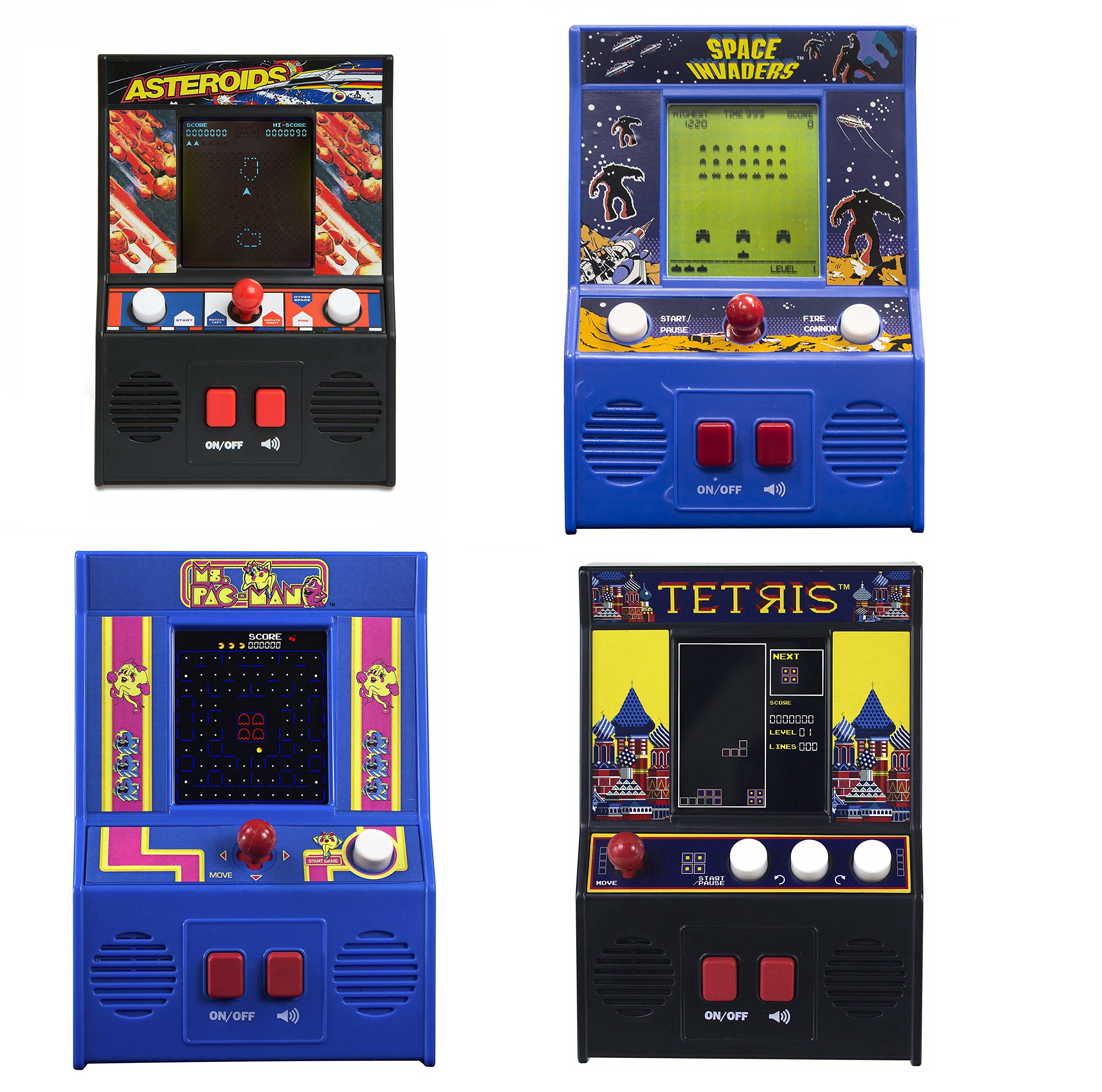 Arcade Mini Pac Man, Tetris, Space Invaders et Asteroids