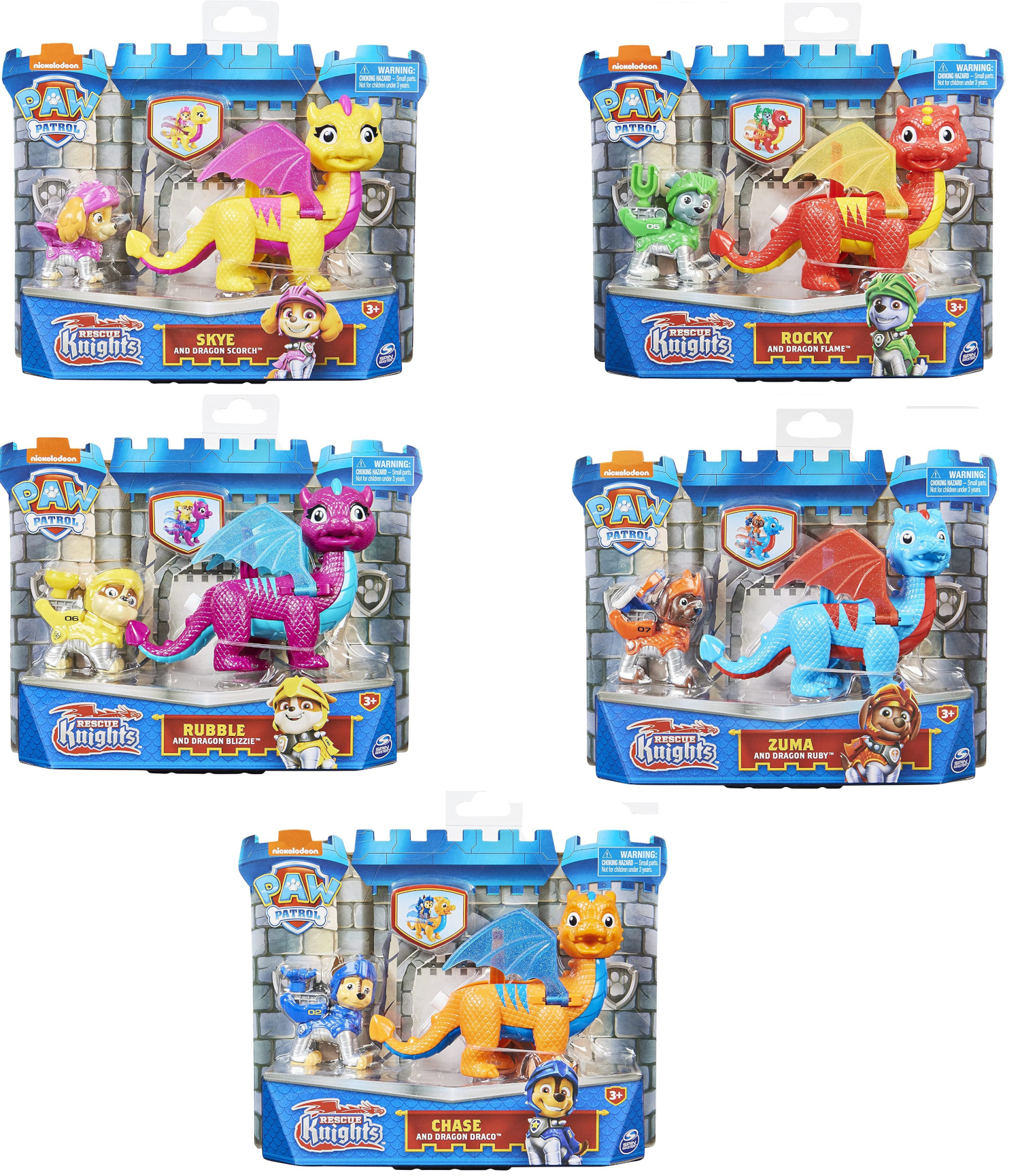 Pack de 2 figurines chiot + dragon - La Pat'Patrouille Rescue