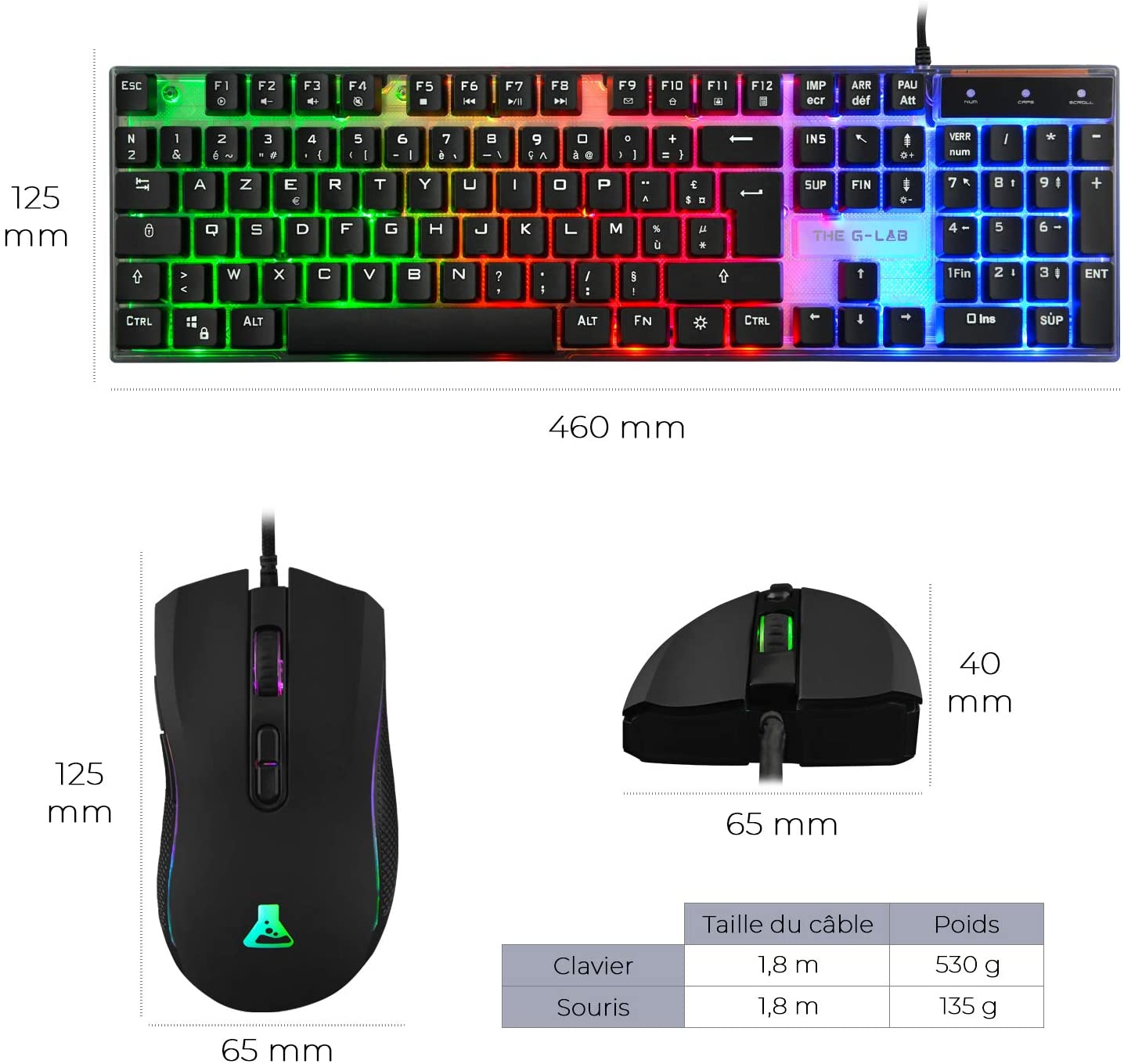 The G-Lab Combo Chromium: clavier, souris et casque gaming