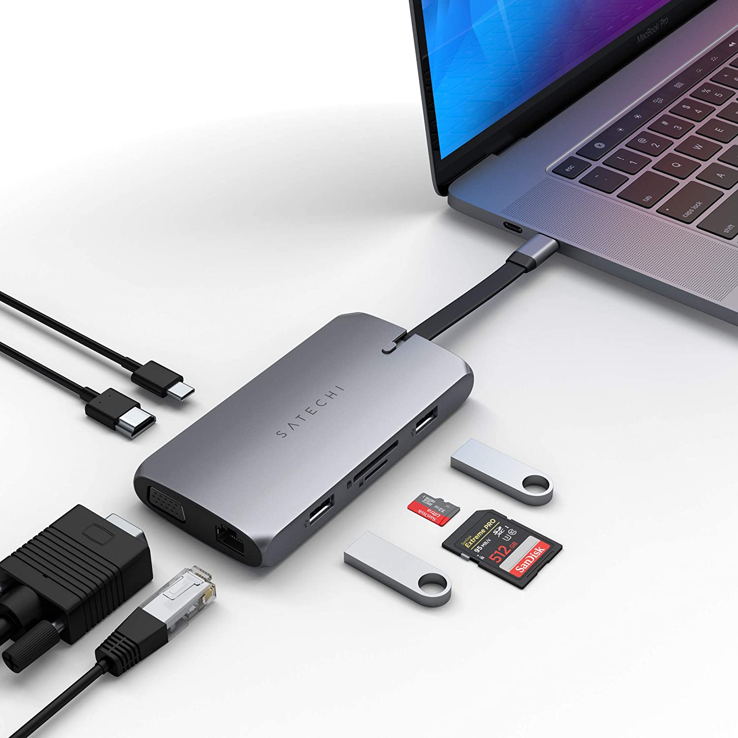 Hub USB C vers 3 USB + Lecteur carte SD / Micro-SD Compact Satechi
