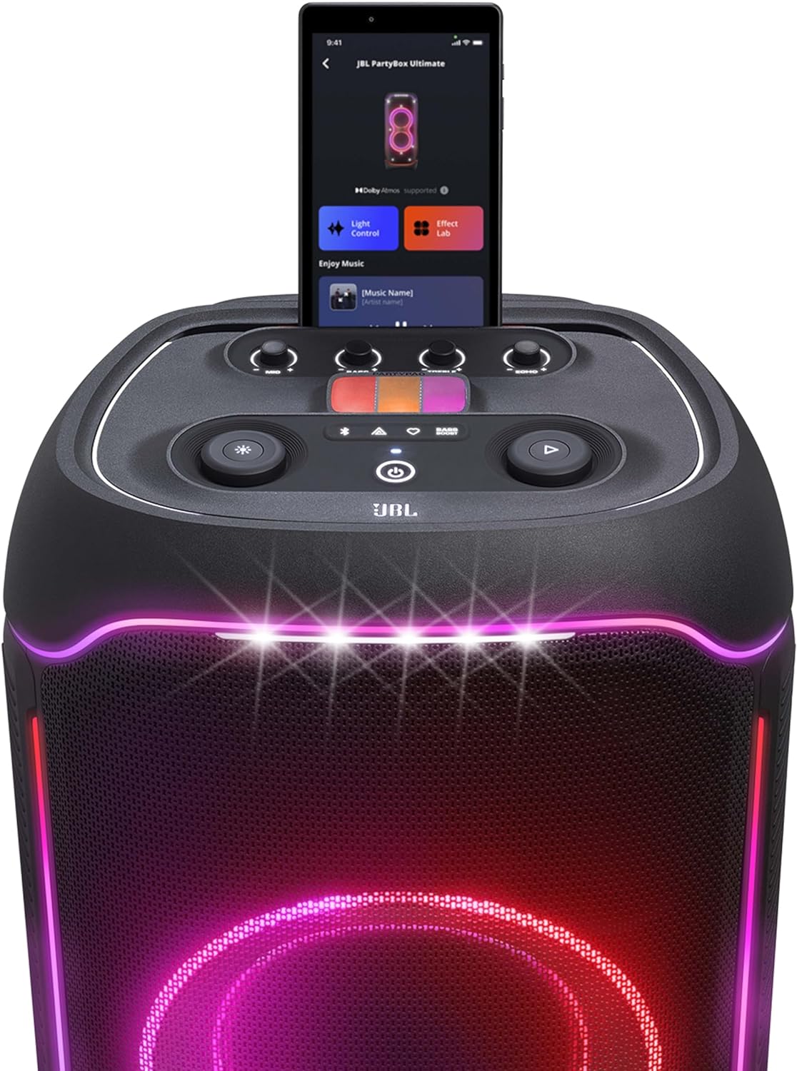 Enceinte portable JBL Partybox On-The-Go Essential, avec effets