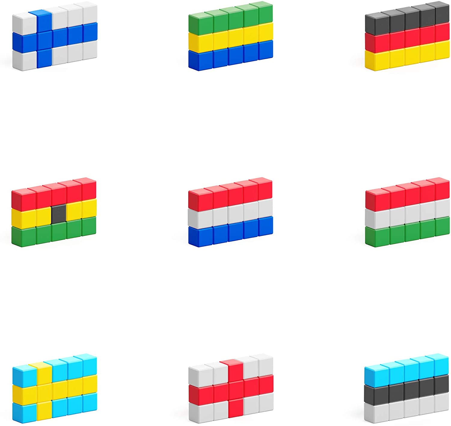 Jeu de construction Pixio Drapeaux - Cubes colorés magnétiques