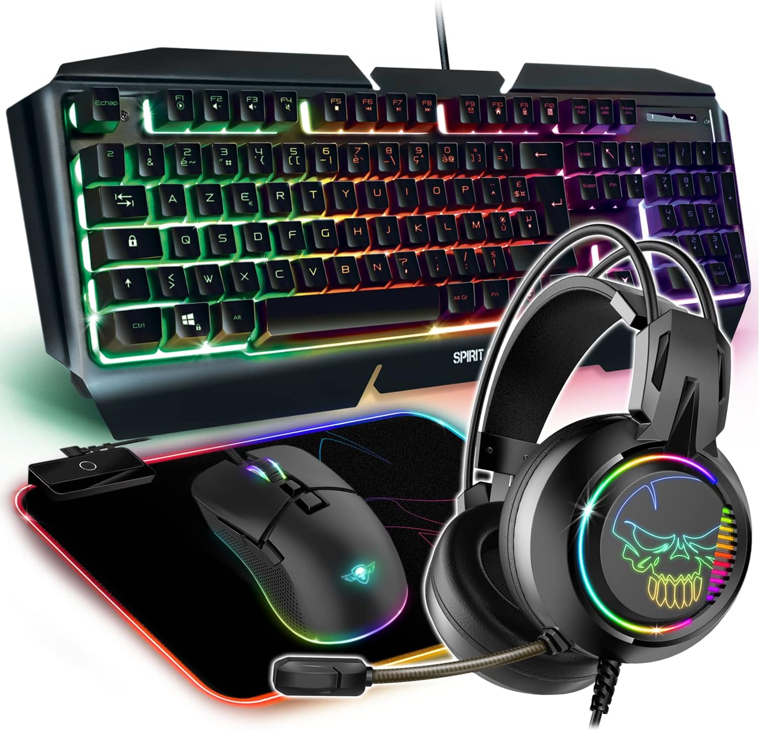 Pack gaming G-LAB Silicium - souris + clavier + casque + tapis