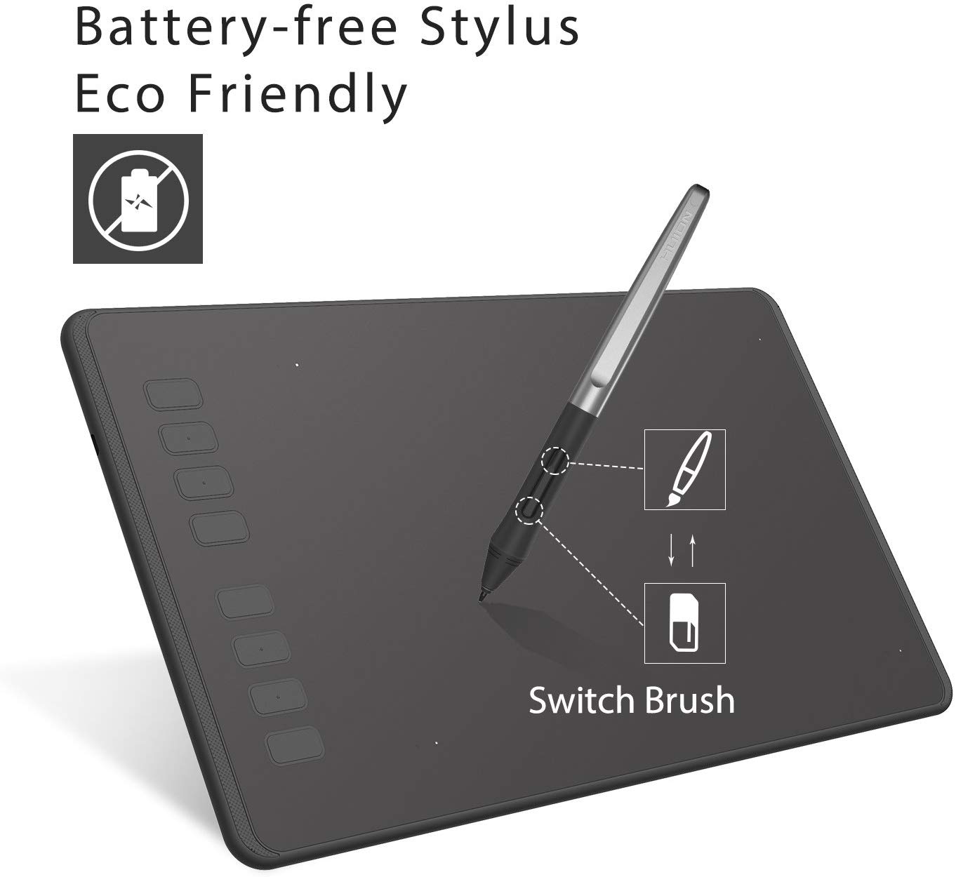 Stylet Huion PW100 Sans Pile - Compatible Tablettes Graphiques H950P, H640P, Etc.