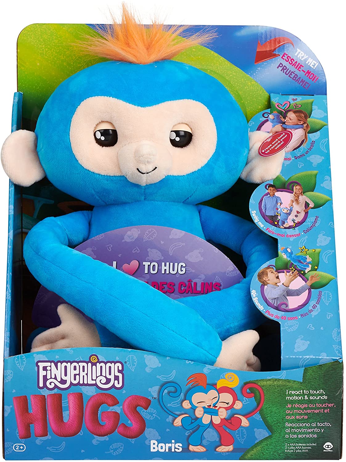 Peluche Monkey Hugs Fingerlings jouet interactif WowWee