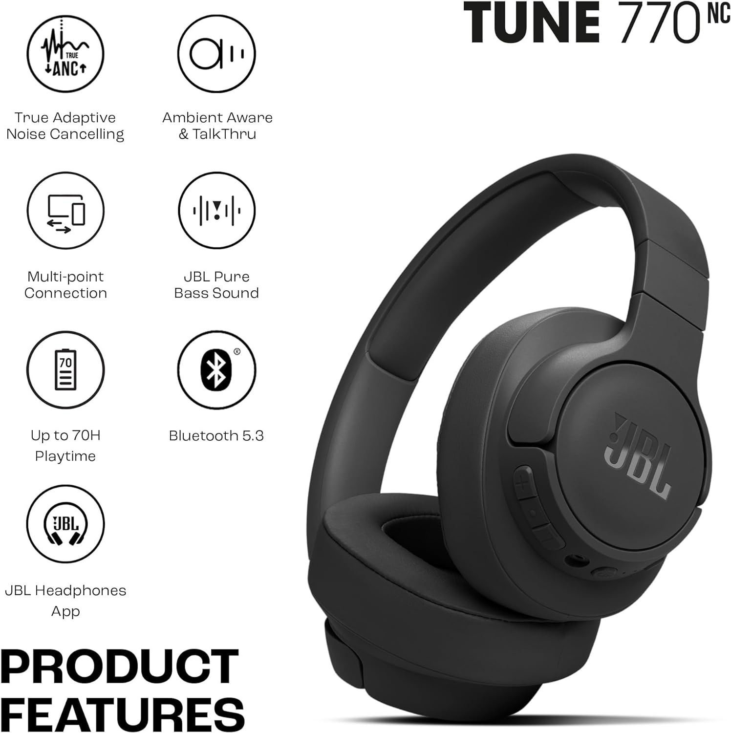 JBL Tune 720BT, casque audio sans fil, léger et …