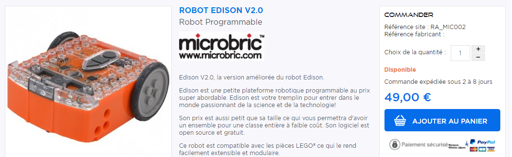 Achat robot Edison Microbric