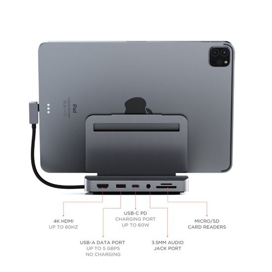 Satechi Aluminium Stand Hub iPad Pro Space Gray