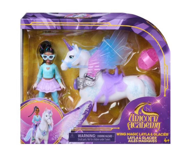 Unicorn and Layla Doll Set with Glacier and Magic Wings