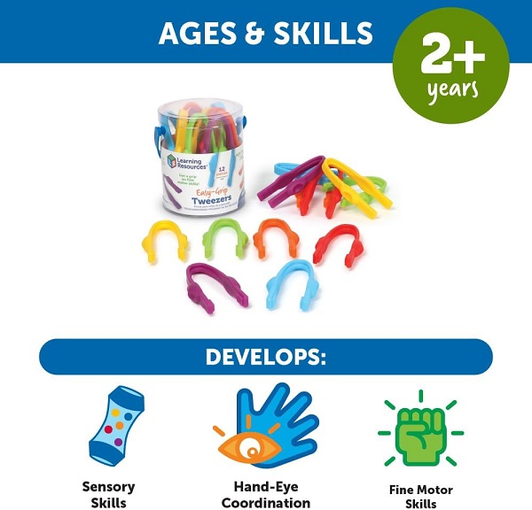 12 pincettes Easy-Grip Learning Resources