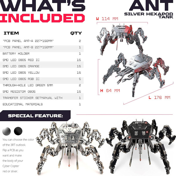 Geek Club ANT 001 Silver Hexapod Tank Kit