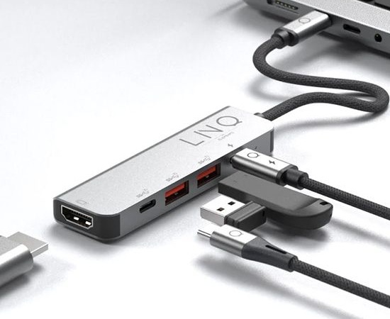 Hub Multiports USB-C 5-en-1 Gris Linq
