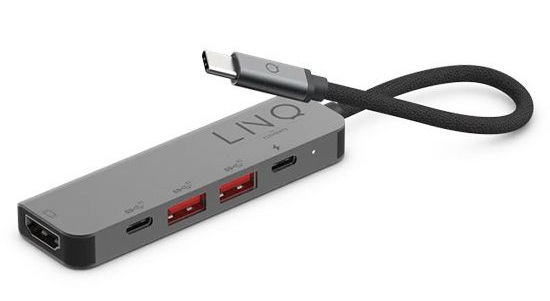 Hub Multiports USB-C 5-en-1 Gris Linq