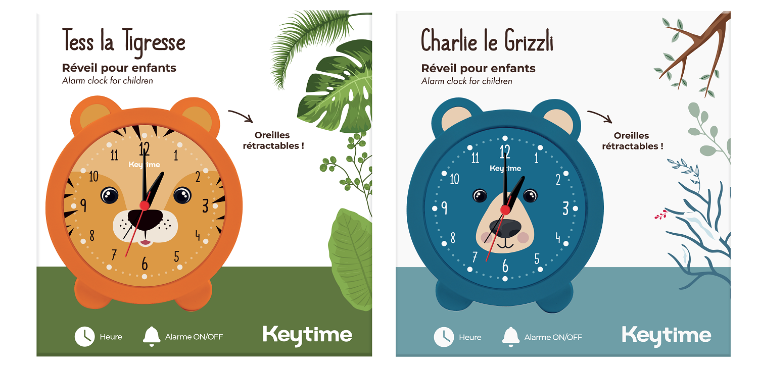 Réveil analogique Keytime pour enfants animaux