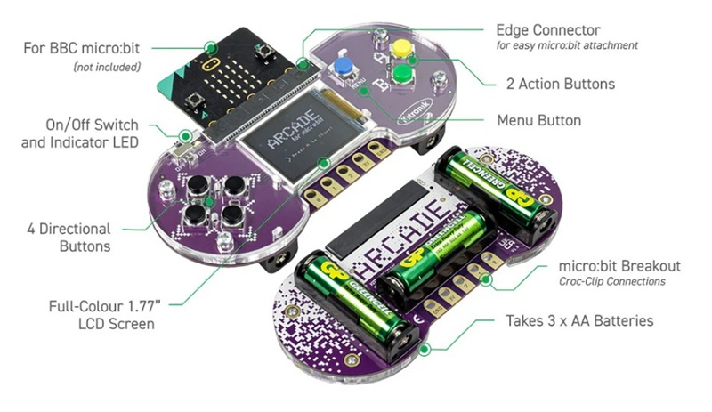 Kitronik ARCADE for microbit and MakeCode Arcade