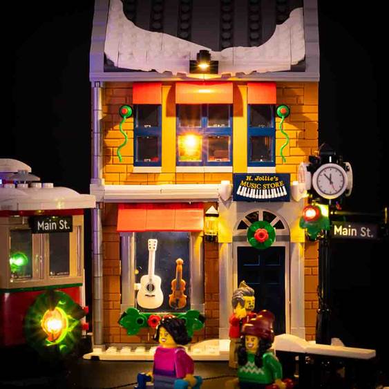 Lumires LEGO La grande rue dcore pour les ftes 10308