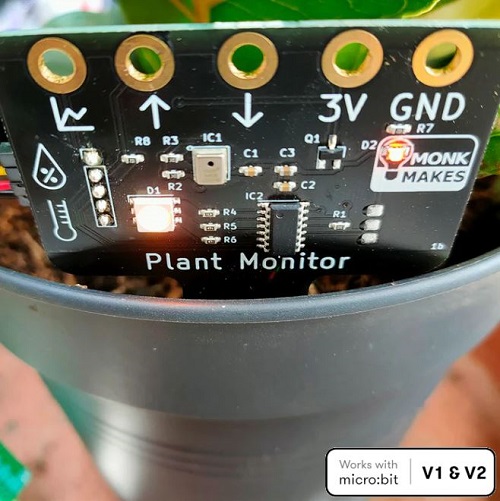 Monk Makes BBC micro:bit V1 and V2 Plant Monitoring Board