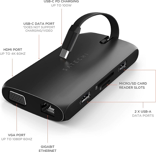 USB-C Multiport Adapter, 4K HDMI, USB-A, Ethernet, PD Charging