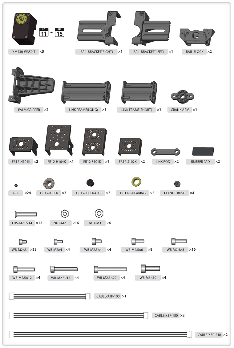 OpenMANIPULATOR-X Robotis RM-X52-TNM Composants