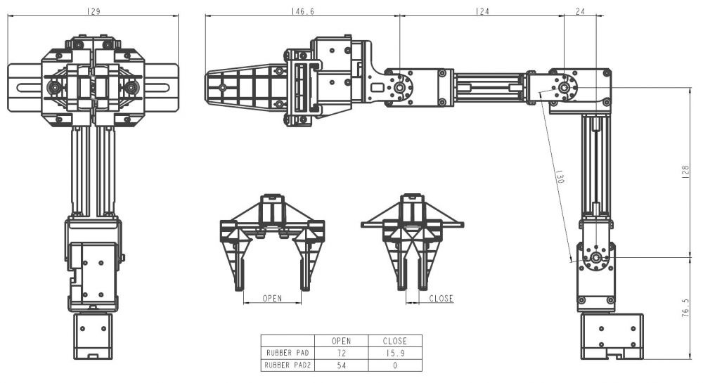 Openmanipulator-X robotis dimentisions of the robotic arm