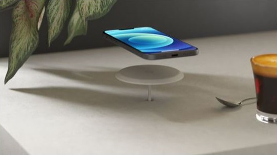 Radio-reveil Avec Chargeur Sans Fil Pour Airpods Pro Apple Smartphone Induction Qi Bureau Argent