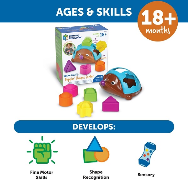 Spike The Fine Motor Hedgehog Poppin Shapes Sorter Learning Resources