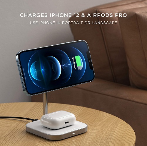 Satechi 2 in 1 wireless charging stand for iPhone Airpods