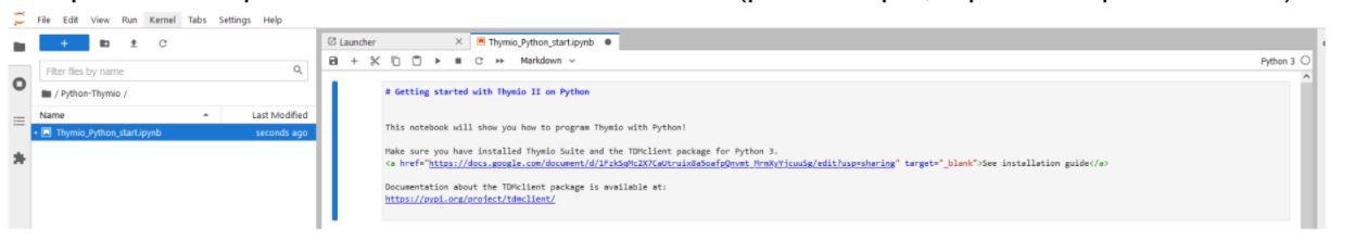 Jupyter Notebooks for Thymio