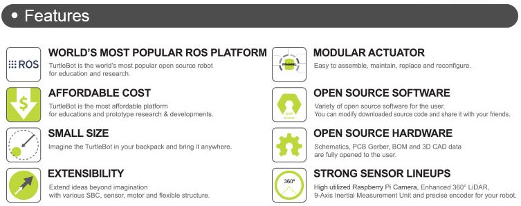 Turtlebot3 Burger with Raspberry Pi 4 - 4GB features