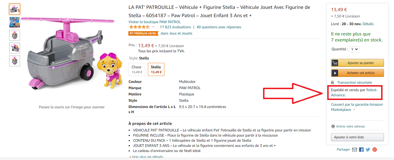 Achat en direct pas sur amazon