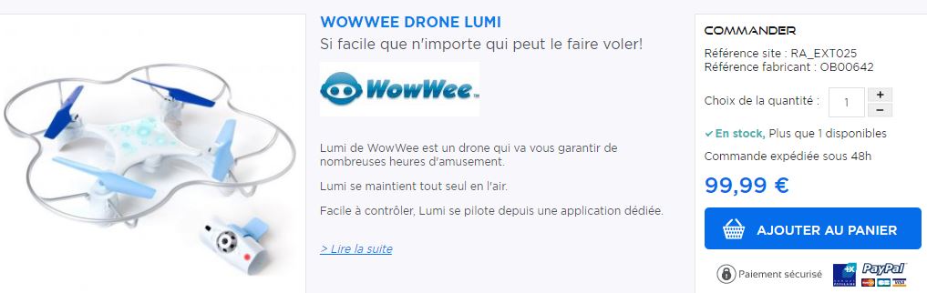 fiche produit du drone Lumi