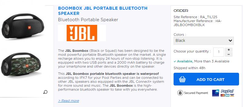 Robot Advance : Boombox JBL: high-performance bluetooth speaker