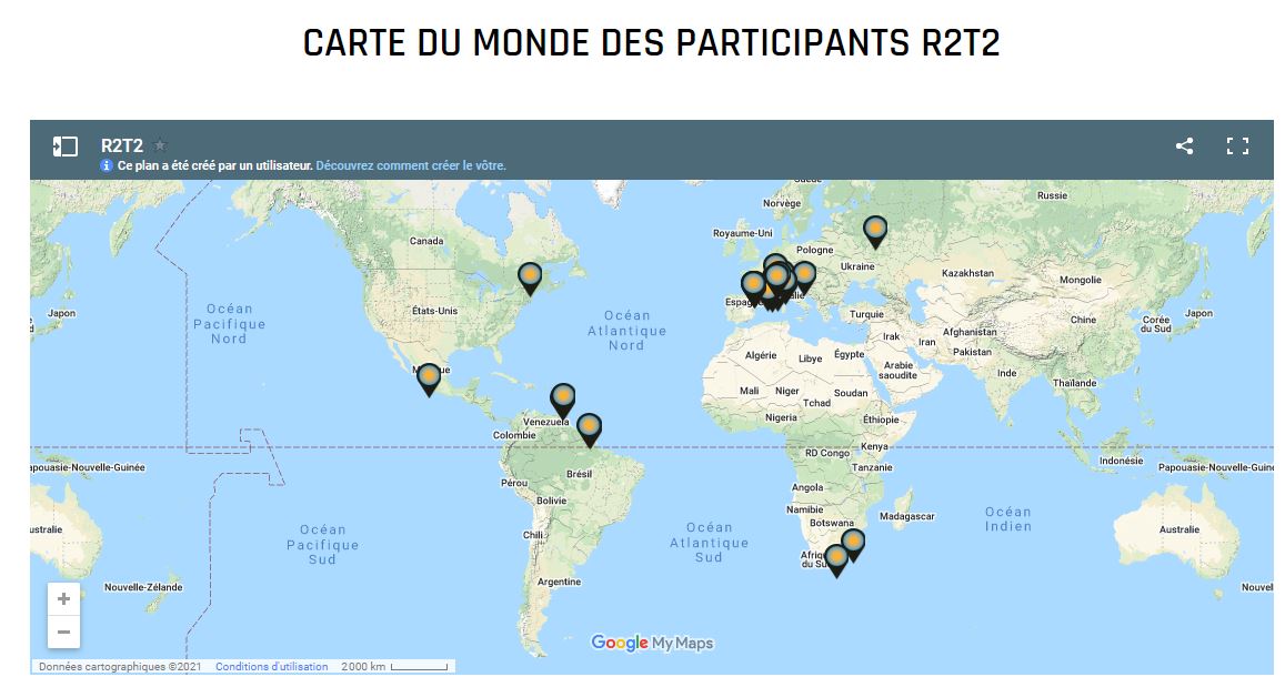 Pays participants R2T2 2021 Thymio