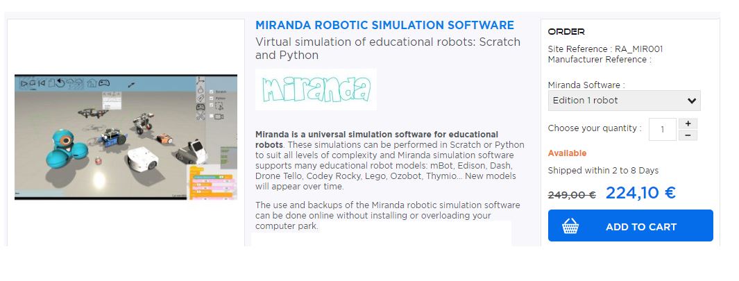 Product miranda software simulation robot