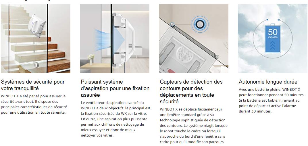 Robot de nettoyage de vitres sans fil ECOVACS Winbot X WINBOTX-CA